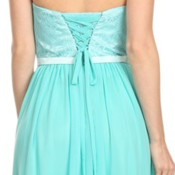 Misses Strapless Blush Lace Chiffon Corset Back Bridesmaid - Picture 3 of 3